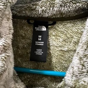 Green North Face fuzzy jacket